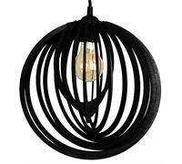 N / A Lamp Eclipse Ceiling Pendant Wooden Light Lamp Beautiful Loft Style Included Lampshade, Cord Set A++, Instruction (Black)