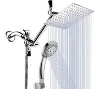 N/A Luxury Shower Combo System, 8 Inch Rain Head with Adjustable 11'' Extension Arm, Bathroom High Pressure 9-Setting Handheld with Hose and Holder