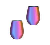 N / A Meisha Metal Cup Set of 2, 17oz Stemless Stainless Steel Dringking Tumblers, Unbreakable Shatterproof Wine Glasses for Outdoor Travel, Picnic and Family Daily Use, Rainbow