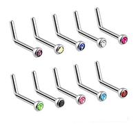 N / A Nigoz 10pcs Nose Screw Studs Titanium Steel Rhinestone Crystal Gem Piercing Jewelry Body Jewelry Convenient And Practical Exquisite Craftsmanship