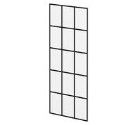 N/A Pacco 8mm Clear with Printed Crittall Frame Walk In Shower Glass | Black | Glass/Aluminium | 1950mm x 760mm