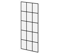 N/A Pacco 8mm Clear with Printed Crittall Frame Walk In Shower Glass | Black | Glass/Aluminium | 1950mm x 800mm