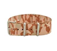 N.A.T.O. Style Watch Strap Band Camouflage Army Matt Stainless Steel Nylon Bracelet 18mm 20mm 22mm (18mm, Desert Khaki)