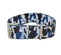N.A.T.O. Style Watch Strap Band Camouflage Army Matt Stainless Steel Nylon Bracelet 18mm 20mm 22mm (18mm, Marine Blue)
