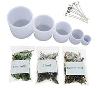 N\A Yayatty 5 Pack Cylinder Candle Molds for Candle Making, Cylinder Candle Resin Molds with 10 PCS Cotton Candle Wicks, 3 Style Natural Dried Flowers for Candle Soap Resin Casting