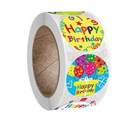 N|A Yuanshenortey Happy Birthday Sticker Roll 500 8 Styles Label Round Self-Adhesive Tag Party Supplies for Kids
