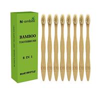 N-amboo Bamboo Toothbrush Boar Bristles 100% Biodegradable and Natural 8 Pieces of One Pack