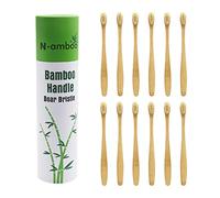 N-amboo Boar Bristles Natural Bamboo Toothbrush Eco-Friendly Biodegradable Zero Waste Pack of 12