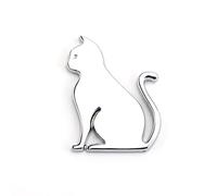 N//B Car 3D Metal Sticker, Cat Sticker Decal for Car Motorcycle Bumper Bike (Silver)
