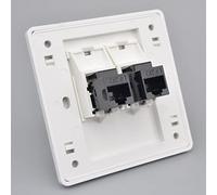 N+B CAT6 Gigabit Network Socket, Ethernet RJ45 LAN Cable Faceplate Networking Port Face Plate Dual-Pass Socket Box for Ethernet Cable Installation Female To Female Internet Outlet 86x86mm (LAN x 2)