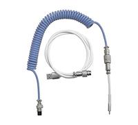 N+B Coiled USB Aviator Cable for Keyboard, Detachable Coiled USB C Cable ，5 cores with shielding, for Type-C Mechanical Keyboards (Blue)