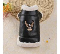 N-B Cool Pet Clothes With Flying Eagle Design Leather Jacket Plus Velvet Warm Dog And Cat In Cold Weather