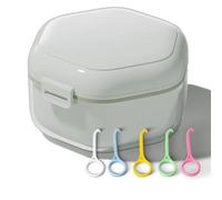 N Blessing Portable Leak Proof 3 Layer Denture Retainer Case with Aligner Removal Tool Travel Friendly Storage Box for Braces Mouth Guards Home Office Organizer (green)