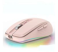 N+C BT 5.1 Wireless Magic Mouse Rechargeable, Silent Multi Arc Touch Mice Ultra-thin, RGB Mouse Compatible for Windows Android IOS Pad Laptop Mac PC Macbook (Pink)