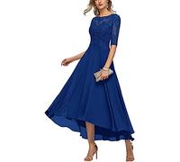N/ C Mother of The Bride Dresses Half Sleeve A-line Plus Size Long Prom Evening Gowns for Women Royal Blue UK24