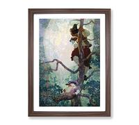 N. C. Wyeth Fantasy Classic Painting Framed Wall Art Print, Ready to Hang Picture for Living Room Bedroom Home Office Décor, Walnut A4 (34 x 25 cm)