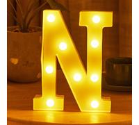 (N) Christmas Ornament Novelty Decorations LED Letter Lights Sign Light Up For Home Party Decoration Light Up Letters Alphabet Letter Sign Battery Powered