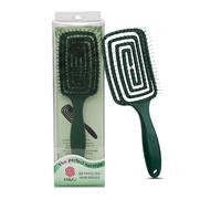 N&G Detangle Hair Brush - Curved Vent Detangling Hair Brush with Flexible Bristles for Wet, Dry, Curly, Thick & Straight Hair, Anti-Breakage Detangler for Women, Men & Kids (Green)