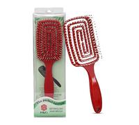 N&G Detangle Hair Brush - Curved Vent Detangling Hair Brush with Flexible Bristles for Wet, Dry, Curly, Thick & Straight Hair, Anti-Breakage Detangler for Women, Men & Kids (Red)