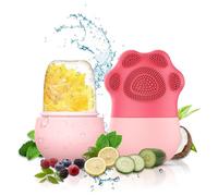 N&G Ice Roller for Face & Eyes with Massage Scrubber - Reusable Silicone Ice Face Roller for Puffiness, Shrinks Pores & Boosts Skin Elasticity - Leak-Proof Cold Therapy Tool for Women (Pink)