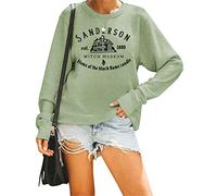 N/G Sanderson Est 1693 Witch Museum Home of The Black Flame Candle Letter Print Crew Neck Pullover Sweatshirt
