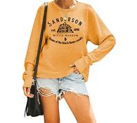 N/G Sanderson Est 1693 Witch Museum Home of The Black Flame Candle Letter Print Crew Neck Pullover Sweatshirt