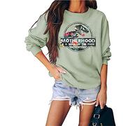 N/G Women's Motherhood is A Walk in The Park Funny Print Round Neck Long Sleeve Graphic Sweatshirt Green