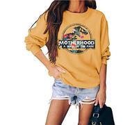 N/G Women's Motherhood is A Walk in The Park Funny Print Round Neck Long Sleeve Graphic Sweatshirt Yellow