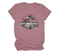 N/G Women's Motherhood is A Walk in The Park Funny Print Round Neck Short Sleeve Graphic T Shirt