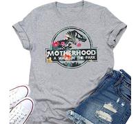 N/G Women's Motherhood is A Walk in The Park Funny Print Round Neck Short Sleeve Graphic T Shirt
