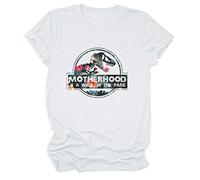 N/G Women's Motherhood is A Walk in The Park Funny Print Round Neck Short Sleeve Graphic T Shirt White