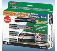 N Gauge - Kato Set Chicago Metra Locomotive + 3 Cars 106-8701 New