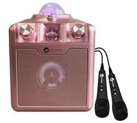 N-Gear Disco Star 710 Space Pink Bluetooth Speaker Karaoke Set Party Box with Star Projector & 2 Microphones