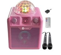 N-Gear DISCO410 Karaoke & Party Bluetooth Speaker with Disco Ball, Microphone and Power Bank Function, Pink