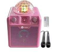N-Gear DISCO410 Karaoke & Party Bluetooth Speaker with Disco Ball, Microphone and Power Bank Function, Pink