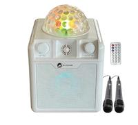 N-Gear DISCO410 Karaoke & Party Bluetooth Speaker with Disco Ball, Microphone and Power Bank Function, White