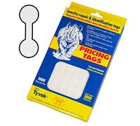 N’icePackaging - 1000 Qty - Tyvek White Barbell Jewelry Price Tags (1.38" x .5") - for Sales/Cleaning/Flea Market/Consignment/Repair/Showcase
