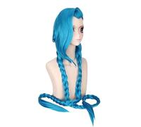 N.J Cosplay Wig Long Blue Braids with Wig For Jinx For Arcane For League Legends, Sky Blue -NEW
