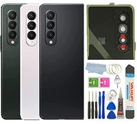 N&J Z Fold 3 Back Glass Cover Replacement for Samsung Galaxy Z Fold 3 5G Back Glass Housing Cover Photo Frame with Back Cover W/Pre-Installed Tape + Tools (Phantom Black)