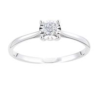 (N) Jewelco London 18ct White Gold Round 15pts Diamond Illusion Solitaire Engagement Ring - PR1AXL2736W18