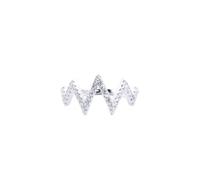 (N) Jewelco London 925 Silver Rhodium CZ Set Zig Zag Ring - ARN179