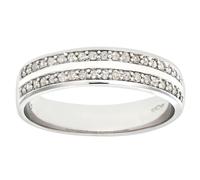 (N) Jewelco London 9ct White Gold Round 1/4ct Diamond Double Row Channel Claw Half Eternity Ring 4.5mm - PR0AXL6231W