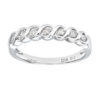 (N) Jewelco London 9ct White Gold Round 10pts Diamond Wavy Ribbon Twist 7 Stone Eternity Ring 4mm - PR0AXL7018W
