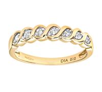 (N) Jewelco London 9ct Yellow Gold Round 10pts Diamond Wavy Ribbon Twist 7 Stone Eternity Ring 4mm - PR0AXL7018Y
