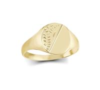 (N) Jewelco London Boys Solid 9ct Yellow Gold Diamond Cut Oval Signet Ring - JRN457