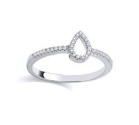 Jewelco London Women's 925 Sterling Silver CZ Halo Raindrop Eternity Ring | Size: N Jewelco London Silver N