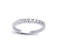 (N) Jewelco London Ladies Solid 9ct White Gold 4 Claw Set Round H I1 0.25ct Diamond 7 Stone Half Eternity Ring 3mm - 9R019