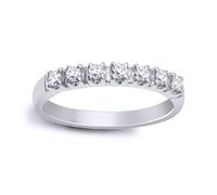 (N) Jewelco London Ladies Solid 9ct White Gold 4 Claw Set Round H I1 0.35ct Diamond 7 Stone Half Eternity Ring 3mm - 9R352