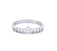 (N) Jewelco London Ladies Solid 9ct White Gold White Round Brilliant Cubic Zirconia Wishbone Eternity Ring