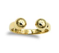 (N) Jewelco London Ladies Solid 9ct Yellow Gold Bead Torque Ring - JRN069